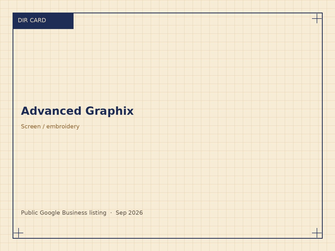 Workshop process plate for Advanced Graphix